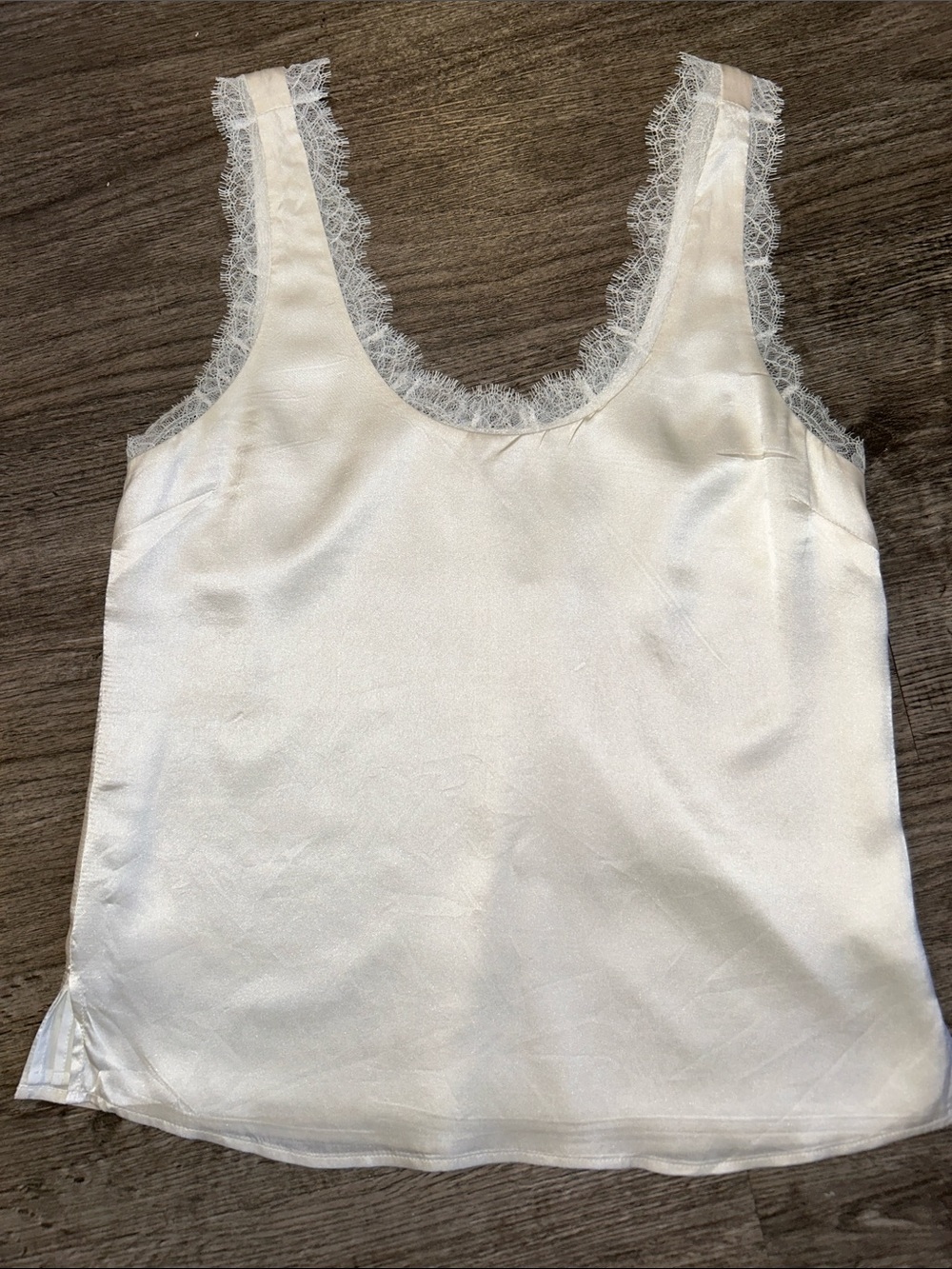 Cami NYC 100% Silk Eyelash Lace Trim Camisole Tank Top Ivory Off White XS - Picture 2 of 8